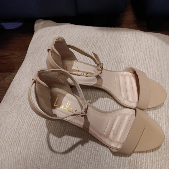Lulus Elegant Beige Ankle Strap Heels Size 8 - Picture 5 of 5